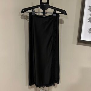*NASTY GAL* Black Slip Skirt w/ Lace Detail Size 10